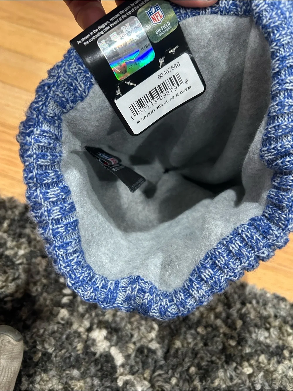 New Era Blue & Red NY Giants Pom Cuffed Beanie